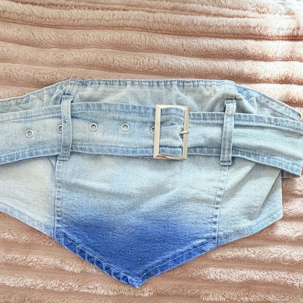 SHEIN Light Blue Denim Fabric Top